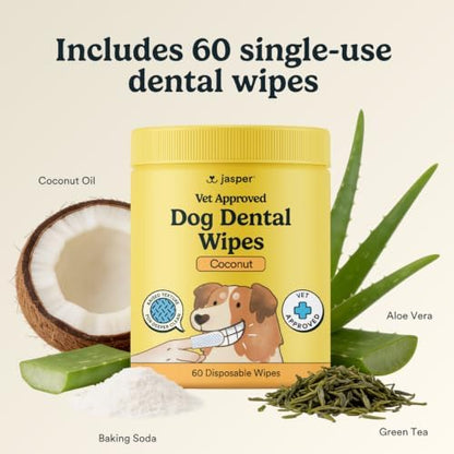 Jasper Dog Dental Wipes, Finger Tooth Wipes for Dogs, Coconut 60-Count - Image 5