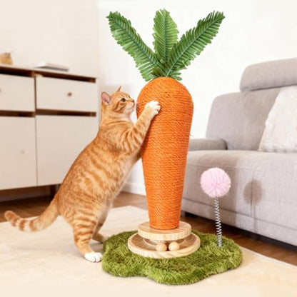 Carrot Cat Scratching Post and Wall Mounted Scratching Mat, Cute Tall Scratching Post,Indoor Nature Sisal Cat Scratcher for Cats and Kittens - Image 7