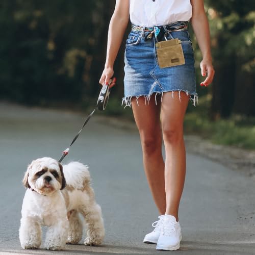 Dog Treat Pouch, Portable Auto Closing Dog Training Treat Bag with Carabiner, Hands Free Pocket Sized Snack Reward Pouch for Puppy Walking Travel Outdoor Use, Brown - Image 6