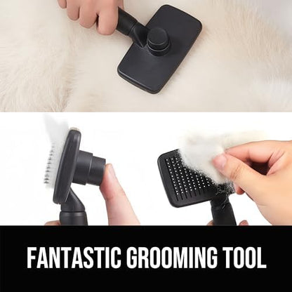 Self Cleaning Slicker Brush for Dogs& Cats, Skin Friendly Grooming Brush for Shedding Long&Short Haired Dogs& Cats, Deshedding Pet Supplies Accessories,Black - Image 3