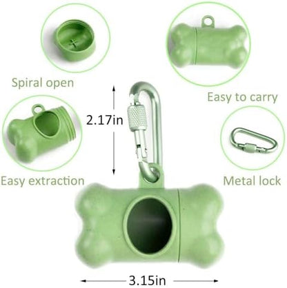 Dog Poop Pickup Bags Holder Dispenser with Standard-Sized Leak-Proof Scented Doggy Waste Bags and Carabiner with Safety Lock&Fastener Never Loose on Leash Lead Again (2 Holder 30 Bags, Green) - Image 2