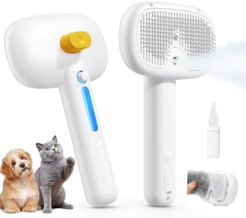 ROJECO 3-in-1 Pet Steam Brush,Spray Hair Removal Detangling Comb by ROJECO
