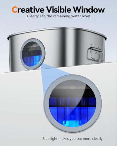 Dog Water Fountain Stainless Steel, 11L/2.8Gal Large Pet Water Fountain for Large Dogs Inside, Dog Fountain Water Bowl Automatic Dispenser with Visible Window & LED, Ultra Quiet (with 8pcs Filters) - Image 3