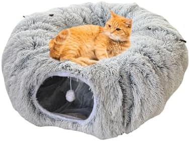 Collapsible Cat Tunnel Bed for Indoor Cats - Under Christmas Tree Plush Multifunctional Pet Bed & Play Tunnel Toys with Hanging Balls & Peepholes for Indoor Kitty Kitten Puppy Rabbit Ferret by Marosynix