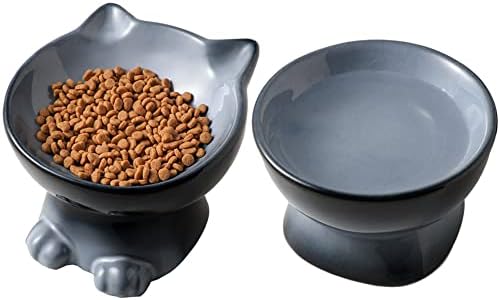 Nihow Elevated Cat Bowls,6 Inch Ceramic Raised Cat Food and Water Bowl Set by Nihow