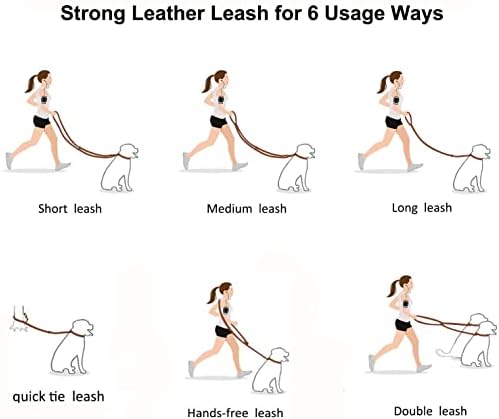 Guiding Star 8ft Leather Dog Leash - Soft Multi-function 6 in 1 Training Walking Leash, Hands Free, Dual, Crossbody for Small, Medium and Large Dogs, Service Dogs, Black - Image 3