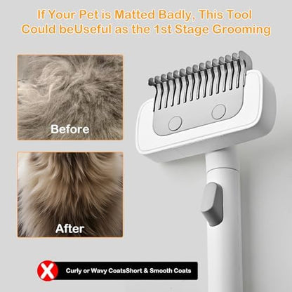 Cat Brush cat grooming supplies Gently Removes Loose Undercoat Mats, Tangled Hair and Soothes Skin. Ideal for Long and Short Haired Pets. (White) - Image 3