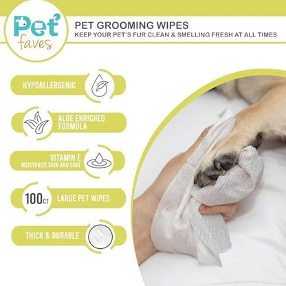 Pet Faves Dog Wipes for Cleaning and Deodorizing | Hypoallergenic Grooming Wipes for Paws and Butt, Clean Face & Body Between Baths, Plant Based Natural Pet Wipes for Dogs and Puppy (100 Count) - Image 3