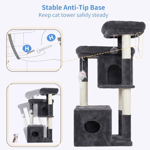 Heybly 34.6" Cat Tree Anti-Tipping Floor Cat Condo for Kittens,HCT205SG - Image 6
