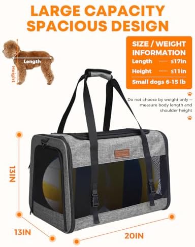 Foldable Cat Dog Carrier for Pets up to 15 Lb, Grey - Image 2