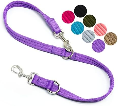 Double Ended Dog Leash,for Obedience Training Easy to Use,Lightweight,Soft for Large and Medium Dogs (Purple, 1M*2.5CM) by MoTaity