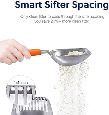 WePet Cat Litter Scoop, Aluminum Alloy Sifter, Kitty Metal Scooper, Deep Shovel, Long Handle, Poop Sifting, Kitten Pooper Lifter, Durable, Heavy Duty, for Litter Box - Image 4
