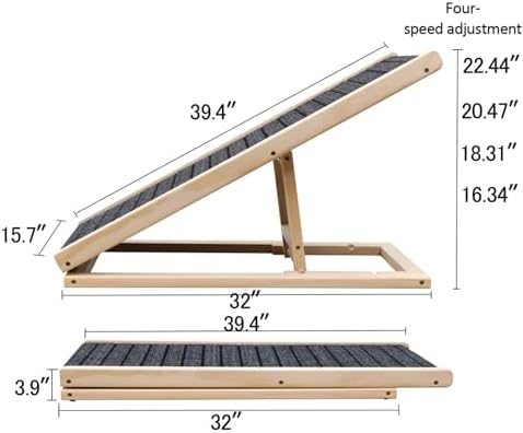 Dog Ramp for Bed,Pet Ramp for Small Dogs to Get on Bed,Couch,Car, Non-Slip Rubber Surface,16" Wide Hold up to 80lb, Adjustable Foldable Dog Ramp (Natural,16" Wide) - Image 3