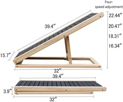 Dog Ramp for Bed,Pet Ramp for Small Dogs to Get on Bed,Couch,Car, Non-Slip Rubber Surface,16" Wide Hold up to 80lb, Adjustable Foldable Dog Ramp (Natural,16" Wide) - Image 3