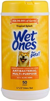Wet Ones for Pets Antibacterial Dog Wipes, Tropical Splash, 50 Count by WetOnes