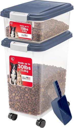 IRIS USA Dog Food Storage Container, Up to 30+11 lbs, Navy by IRISUSA