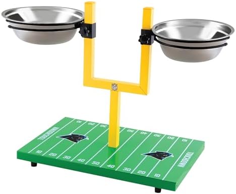 NFL Carolina Panthers Goalpost Football Field Dog Feeder – Adjustable Elevated Dog Bowls with Stand, 2 Stainless Steel Bowls, Non-Slip Rubber Feet, Raised Pet Feeder for Large & Small Dogs, Cats. - Image 4