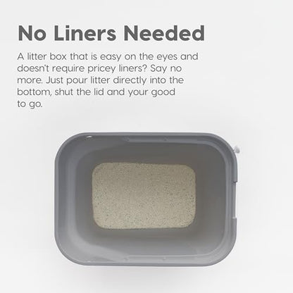 IRIS USA Cat Litter Box - Top Entry, Large, Gray/White - Image 5