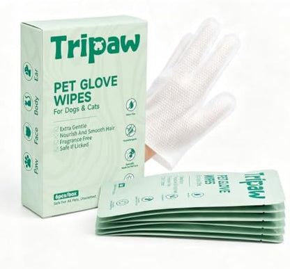 Disposable Pet Glove Wipes 6 Count, No‑Rinse Thick Wipes for Dogs&Cats by Unknown