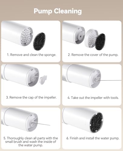 6 Pack Cordless Dog Water Replacement Filters & 6 Packs Pump Filters Sponges Compatible with Battery Operated Stainless Steel 8L Dog Water Fountain (FN-W18) - Image 4