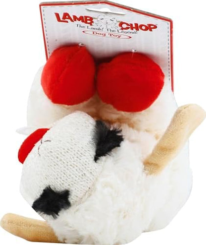 Multipet Lamb Chop Dog Plush Toy - Squeaky Toy for Small & Medium Dogs - Extra Soft Plush - Stuffed Animal for Cuddling & Playing (10",Cream,5 Squeakers),(Pack of 2)