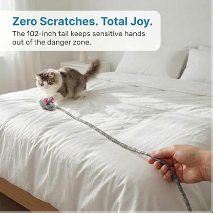 Glaciart One Felt Mouse Cat Toy – Soft Fuzzy Enrichment 100% Natural Wool - Interactive Catnip Play Cat Toy Set - Safe for Pets, Non-AZO Colored Dyes - 100” Long - Image 5