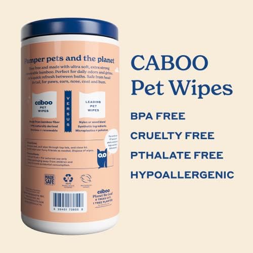 Caboo Tree Free Pet Wipes for Dogs & Cats, 70 Wipes Per Pack, 140 Total - Image 5