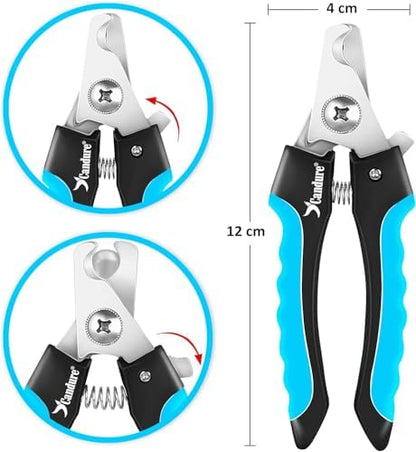Candure Pet Nail Clippers Professional Nail Trimmer Suitable for Puppy, Cats, Rabbits and Guinea Pigs - Safety Lock/Protective Guard to Avoid Over Cutting (Blue, Small) - Image 2