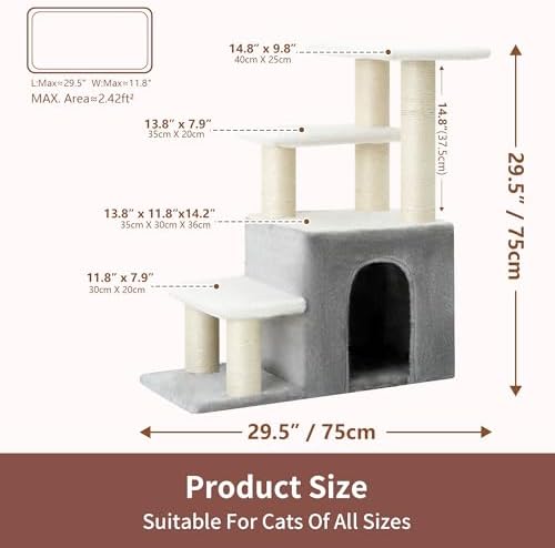 Heybly Cat Scratching Post, Pet Steps for Indoor Cats and Dogs, HSP002SWWH - Image 5