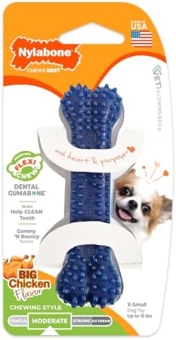 Nylabone Flexi Chew Dental Gumabone Dog Chew Toy, Chicken Flavor, X-Small by Nylabone