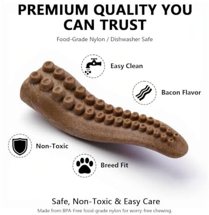 MECOOL Durable Nylon Dog Chew Toy – Bacon Flavored Octopus Leg Shape for Aggressive Chewers, Tough Interactive Teething Bone for Medium Large Dogs, Long-Lasting Treat Dispensing Toy - Image 6