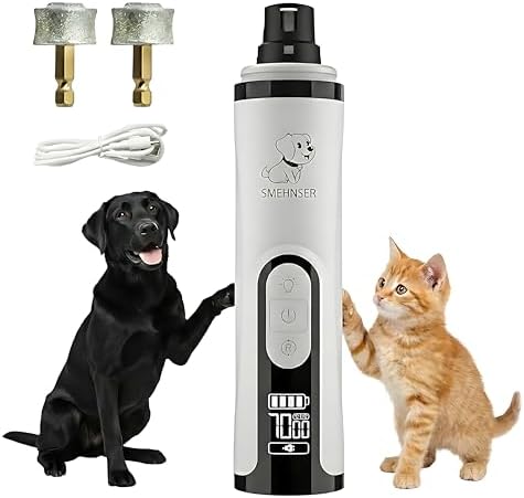 Professional Dog Nail Grinder with LED Quick Sensor Light & LCD Screen, 3-Speed, Corded/Cordless, 8Hr Runtime, Quiet Electric Pet Nail Trimmer Kit w/Clippers, 2000mAh Rechargeable for Dogs & Cats by Unknown