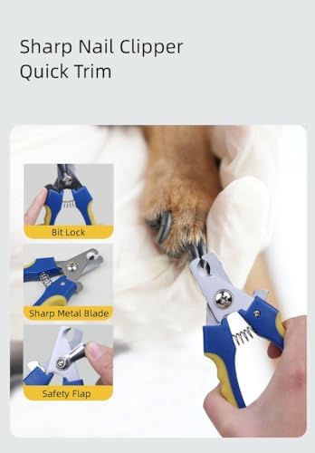 TSINGS Pet Grooming Tools 8-Piece Kit with Hair Comb, Steel Comb, Nail Clipper, File, Hair Clipper, Toothbrush, Bowl and Hair Removal Gloves - Image 3