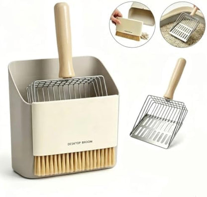 Stainless Steel Cat Litter Scooper with Mini Dustpan and Brush Set - Image 7