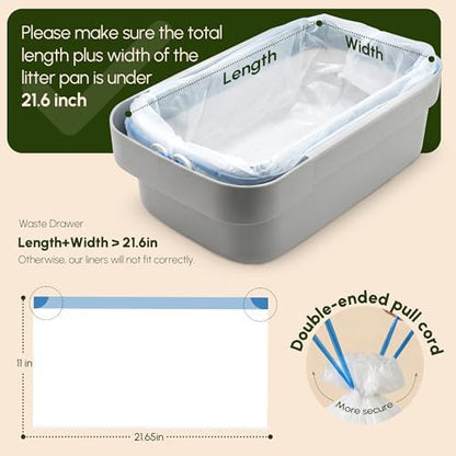 120 Count 21.65" x 11" Cat Litter Box Liners for Self Cleaning Litter Box, Extra Thick Heavy Duty Cat Litter Bags Replacement, 6-8 Gallons of Capacity - Image 2