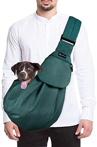 SlowTon Dog Carrier Sling - Thick Padded Shoulder Strap Adjustable, Green M by SlowTon