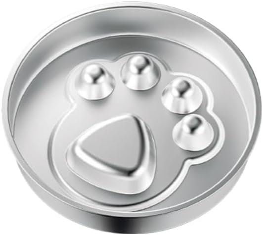 Slow Feeder Dog Bowl Stainless Steel Dog Slow Feeder Food Bowl, Metal Non-Slip Lick Plate,Puppy or Cat Food Holder,Pet Supplies,Puzzle Maze Dish for Small & Medium Sized Breeds (Cat Paw)