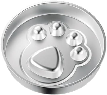 Slow Feeder Dog Bowl Stainless Steel Dog Slow Feeder Food Bowl, Metal Non-Slip Lick Plate,Puppy or Cat Food Holder,Pet Supplies,Puzzle Maze Dish for Small & Medium Sized Breeds (Cat Paw)
