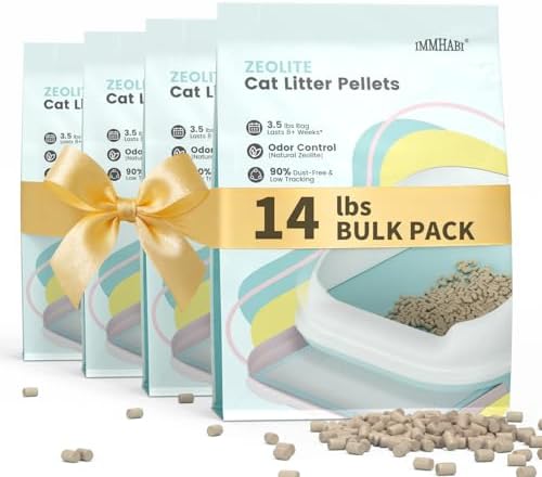 Generic Cat Litter Pellets 14 lbs(3.5lbs×4), Generic Litter Refills Exclusively for Dual-Layer Litter Box Systems, Dehydrating Pellets, Zeolite, Long-Lasting Odor Control Non-climping by IMMHABI
