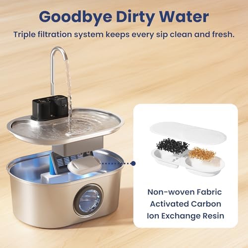 PawsPik Cordless Automatic Dog & Cat Water Fountain Stainless Steel, 3.2-L - Image 6