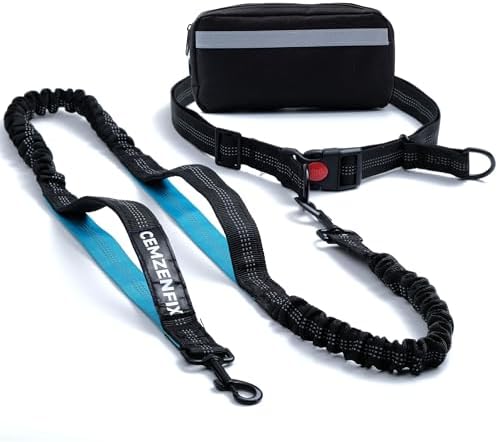 Hands Free Dog Leash with Waist Belt – No-Pull Bungee, Dual Padded Handles & Zipper Pouch for Running, Walking & Training – Adjustable Waist Leash for Large & Medium Dogs by Unknown