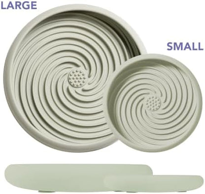 Large Lick Dish - Silicone Lick Mat + Slow Feeder for Cats & Dogs (Sage) - Image 3