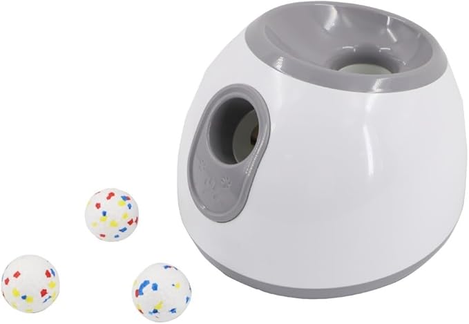 Eaacaa Automatic Ball Thrower for Dogs, 2025 Upgraded Ball Thrower with 3 Tennis Balls, Mentally Stimulating Training Dog Toy for Medium and Large Dogs (Grey)