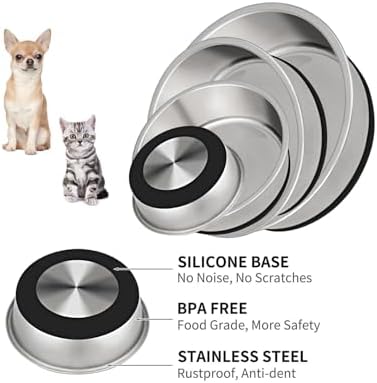 Taglory Stainless Steel Dog Bowls Set of 2, Non-Slip Base, 2 Cup, 17oz - Image 3