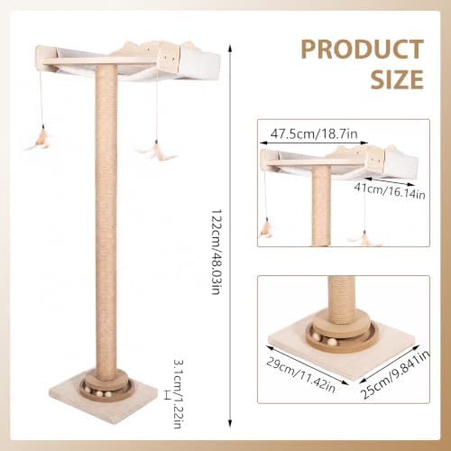 Fantasreen Window Perch Cat Hammock Tree 48", with Sisal Post Track Toys (Drill-Free) - Image 5