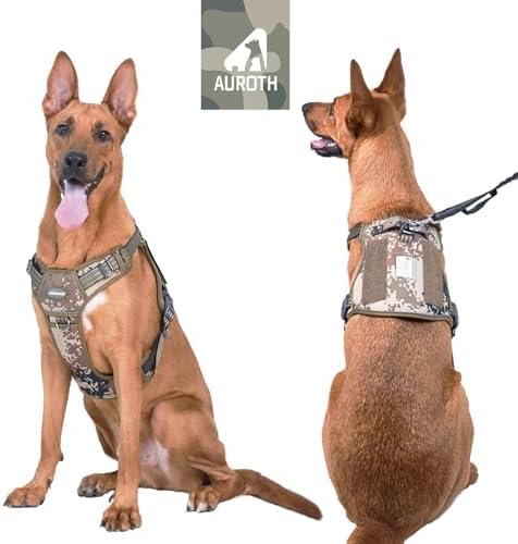 Auroth Tactical Dog Harness for Large Dogs No Pull Adjustable Pet Harness Reflective K9 Working Training Easy Control Pet Vest Military Service Dog Harnesses Desert Camo XL - Image 2
