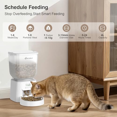 Automatic Cat Feeder, 5L/21Cups Timed Cat Dry Food Dispenser with Dual Power Supply, Programmable Portion Control, Auto Pet Feeder for Cats and Dogs - Image 3