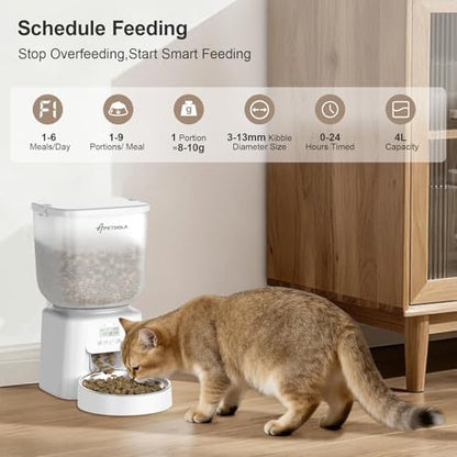 Automatic Cat Feeder, 5L/21Cups Timed Cat Dry Food Dispenser with Dual Power Supply, Programmable Portion Control, Auto Pet Feeder for Cats and Dogs - Image 3