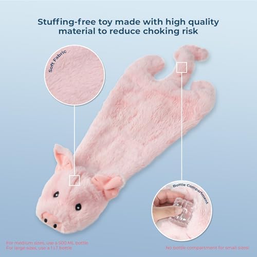 Best Pet Supplies 2-in-1 Stuffless Squeaky Dog Toy - Pig, Medium - Image 5