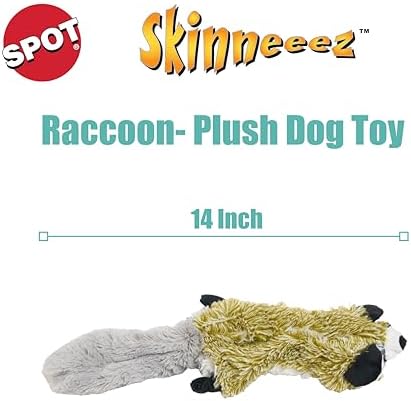 SPOT Skinneeez Raccoon 14 Inch Stuffing-Free Plush Dog Toy – Soft, Mess-Free Toy with One Squeaker for Small & Medium Dogs, Best for Light to Moderate Chewers (Pack of 2) - Image 2